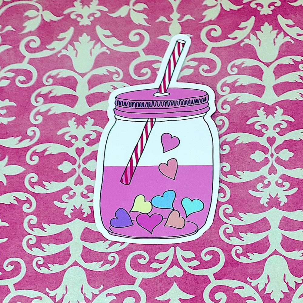 Heart Bobas Sweet Drink Cute Lovey Sweetheart Love You Valentines Sticker